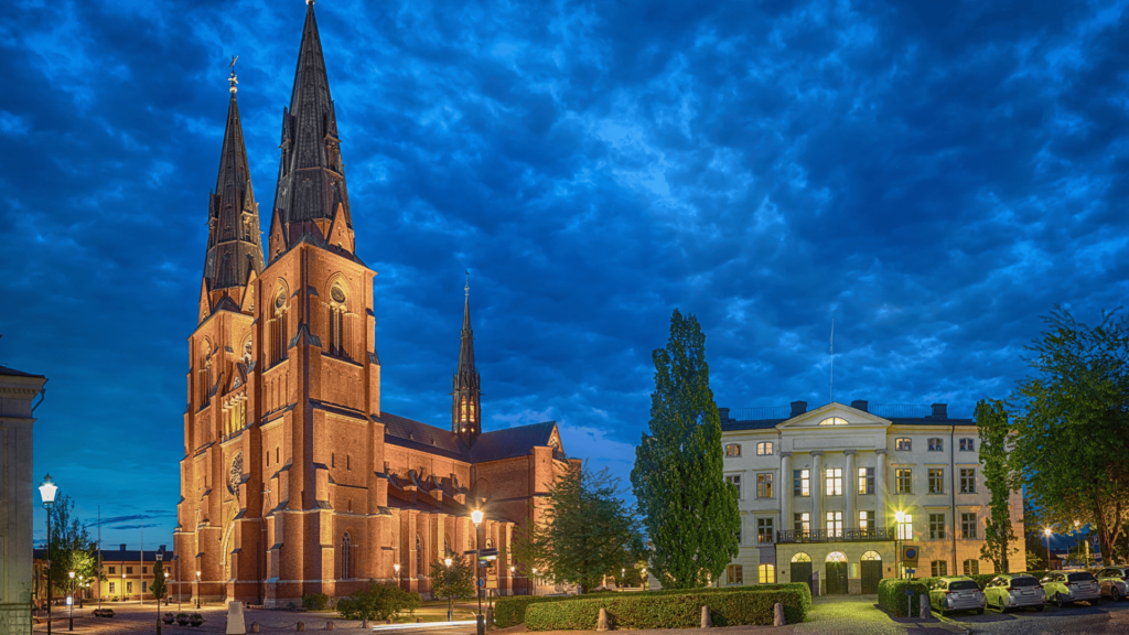 Eksjö Hotels - Stunning evening view showcasing historic architecture in Eksjö, Sweden, ideal for travelers seeking unique accommodations.